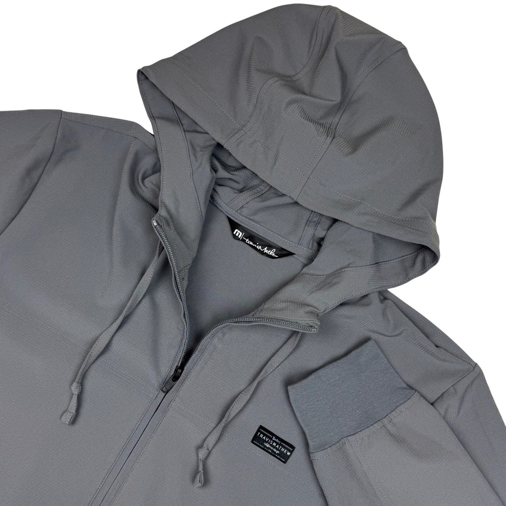 TravisMathew Wanderlust Full Zip Hoodie Jacket Mens L Grey Performance Stretch
